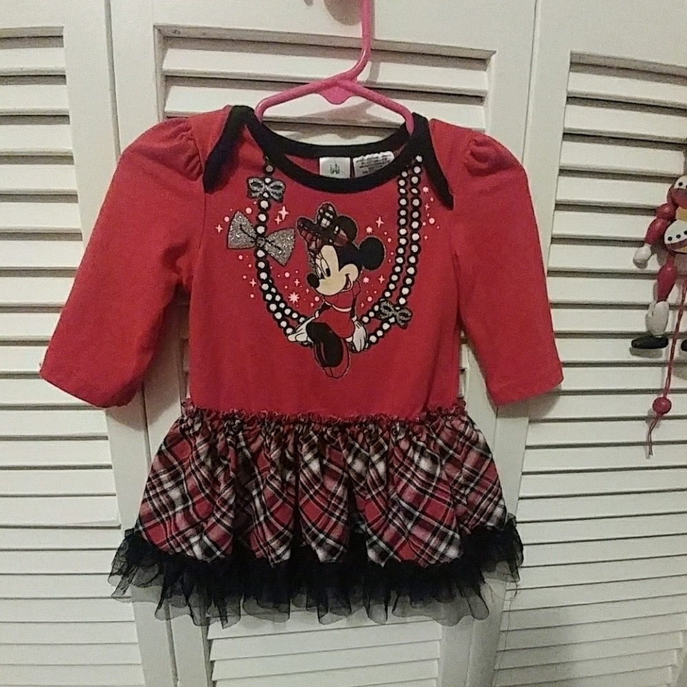 DISNEY BABY MINNI MOUSE PLAID CHRISTMAS DRESS 6/9M